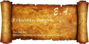 Eckstein Ambrus névjegykártya